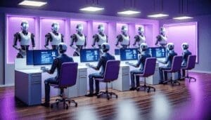 Robots IA Analyse CV Environnement Bureau Violet Technologie Culture Bureau