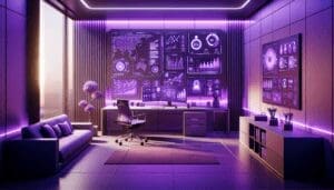 bureau moderne violet avec interfaces IA processus recrutement style realiste.jpg